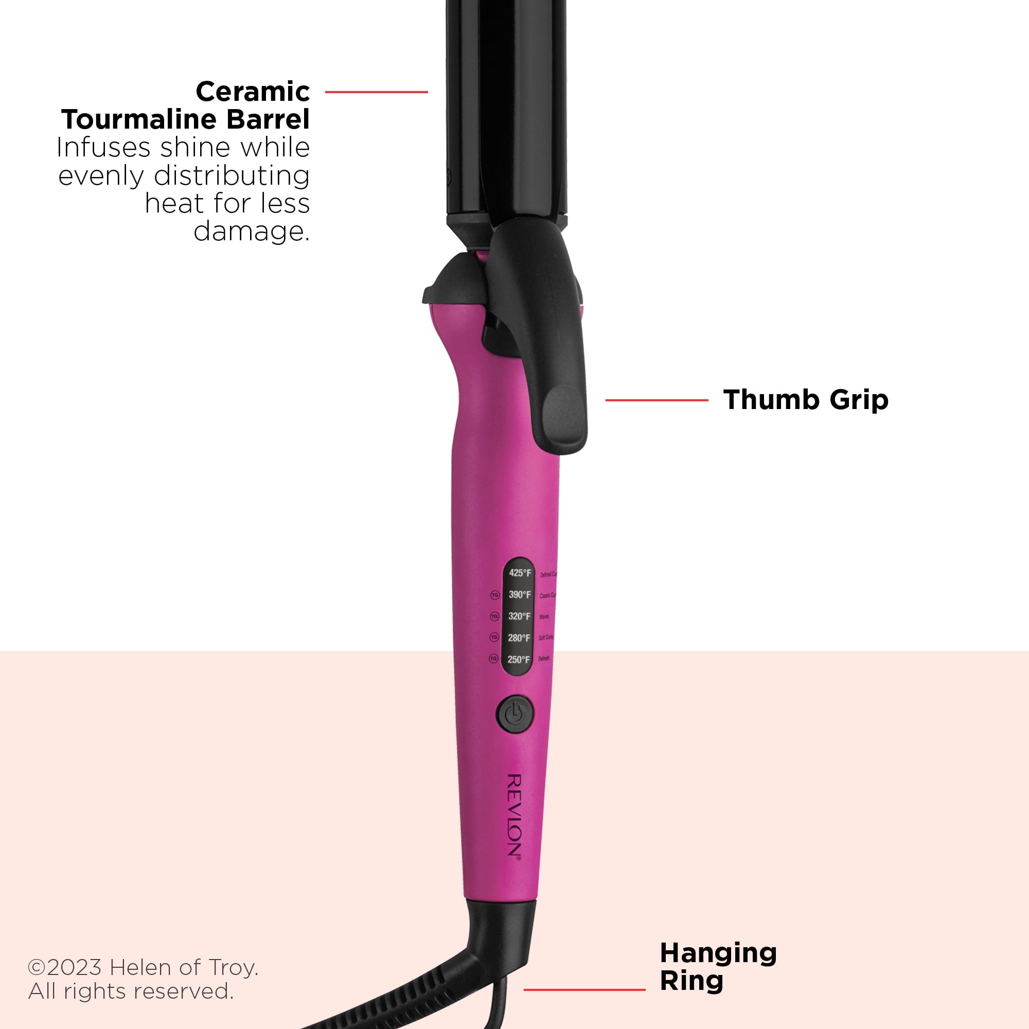 Revlon Easy Heat 1-1/4" Precision Curling Iron, Pink