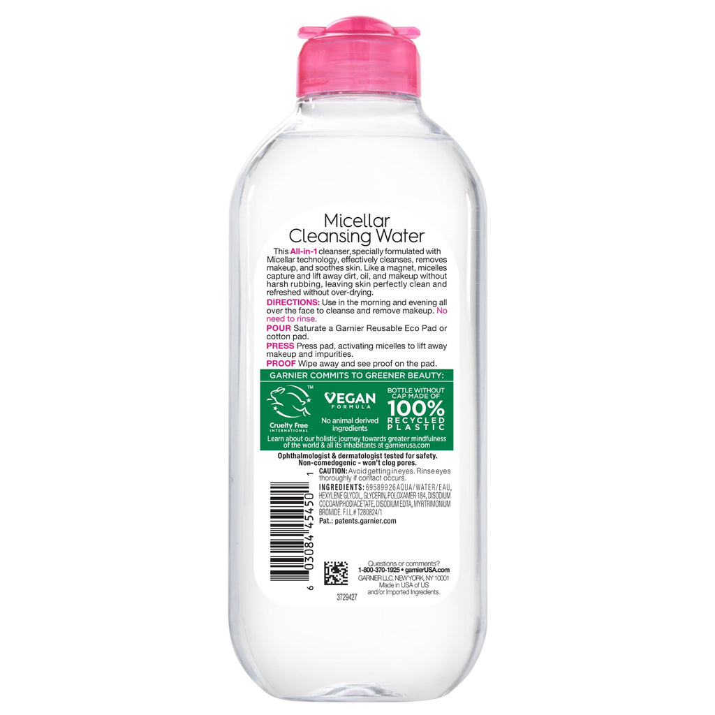 Garnier SkinActive Micellar Cleansing Water All in 1 Makeup Remover, Face Cleanser, 13.5 fl oz