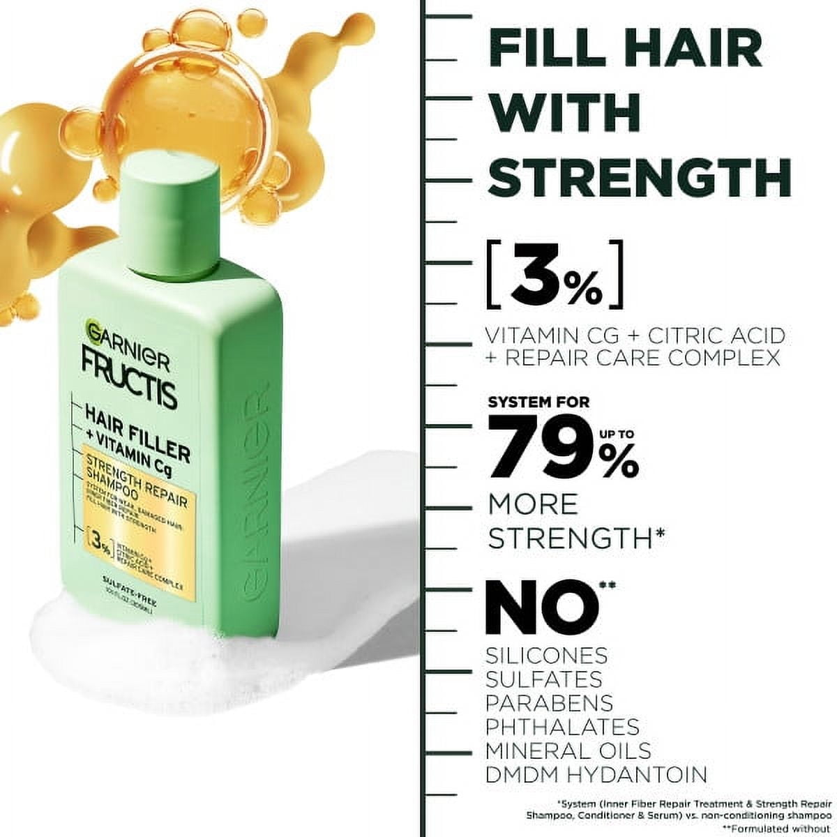 Garnier Fructis Hair Filler Vitamin Strength Repair Shampoo & Conditioner Set, 10.1 fl oz