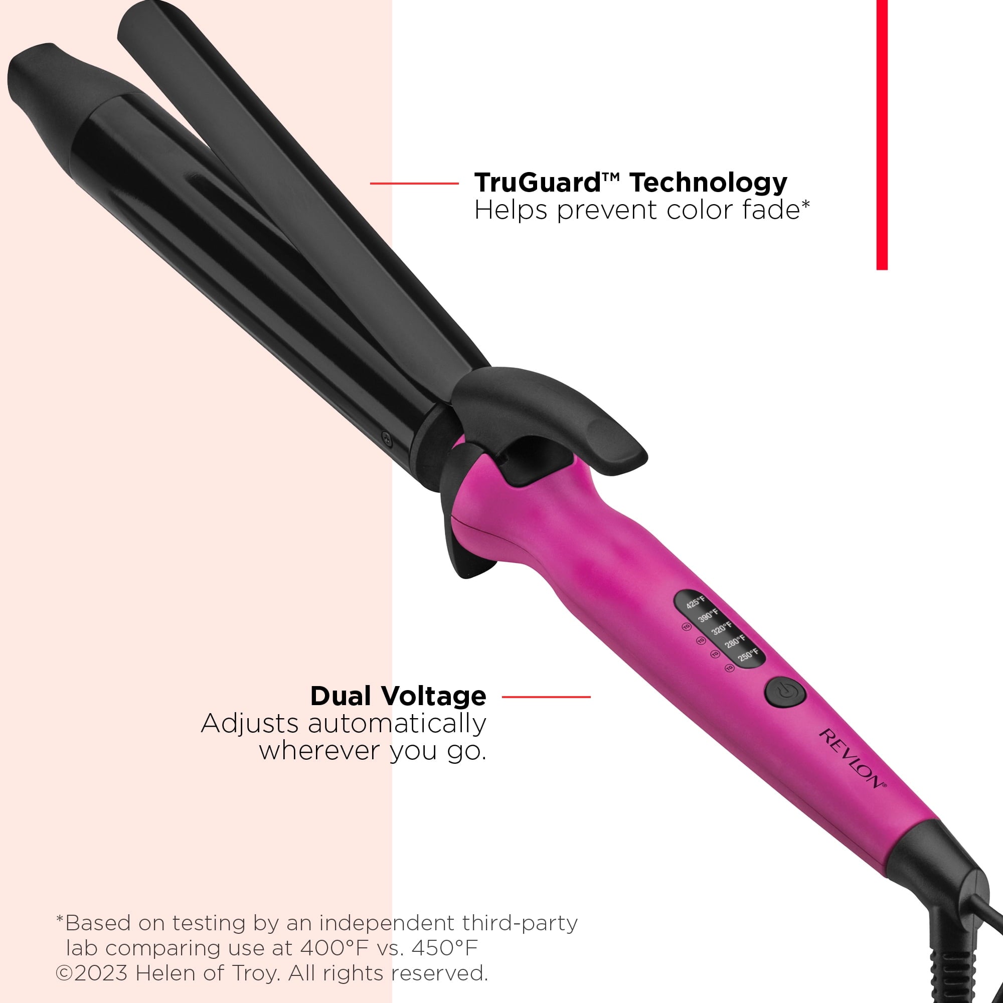 Revlon Easy Heat 1-1/4" Precision Curling Iron, Pink