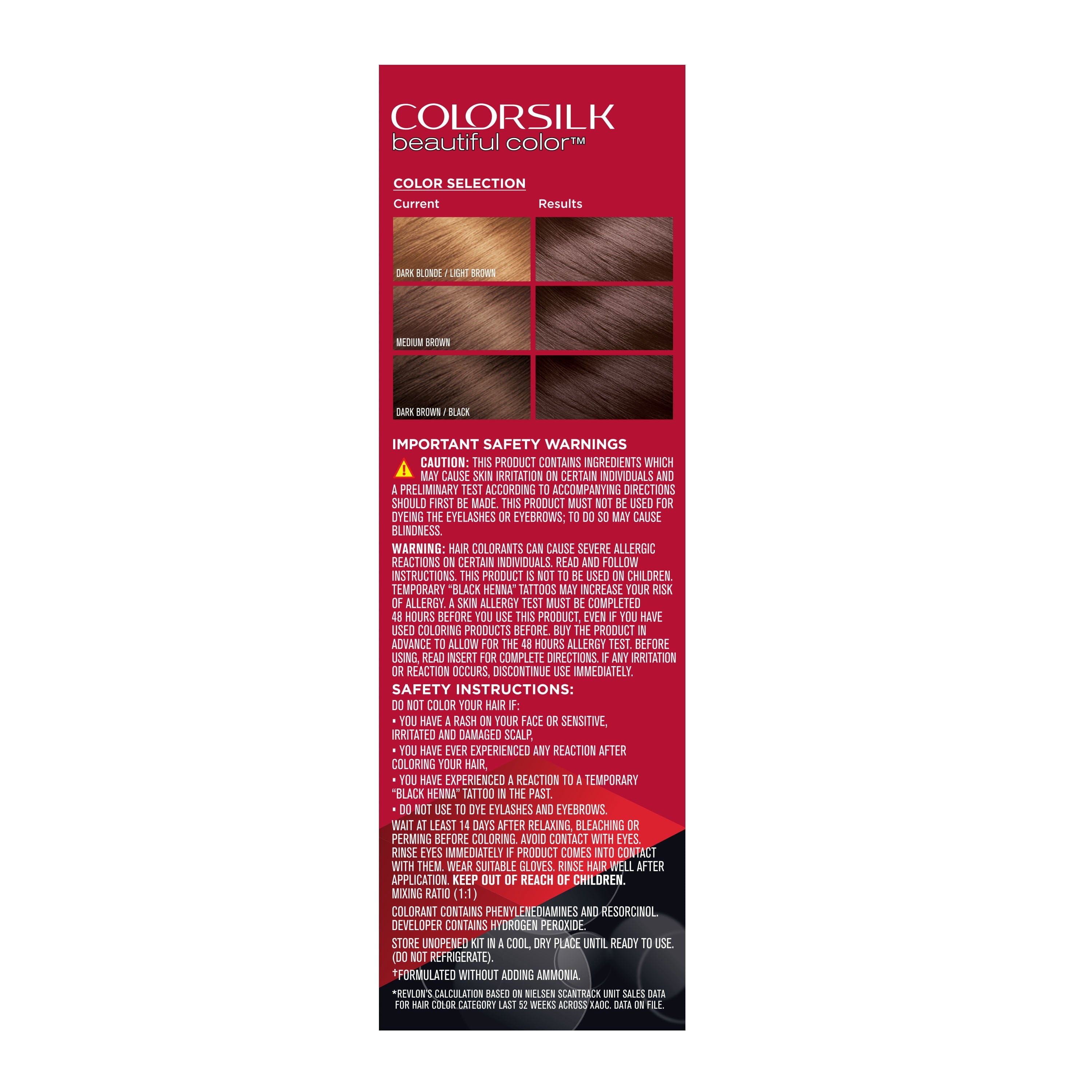 Revlon Colorsilk Beautiful Color Permanent Hair Color 3 Pack, 027 Deep Rich Brown, 3 Pack