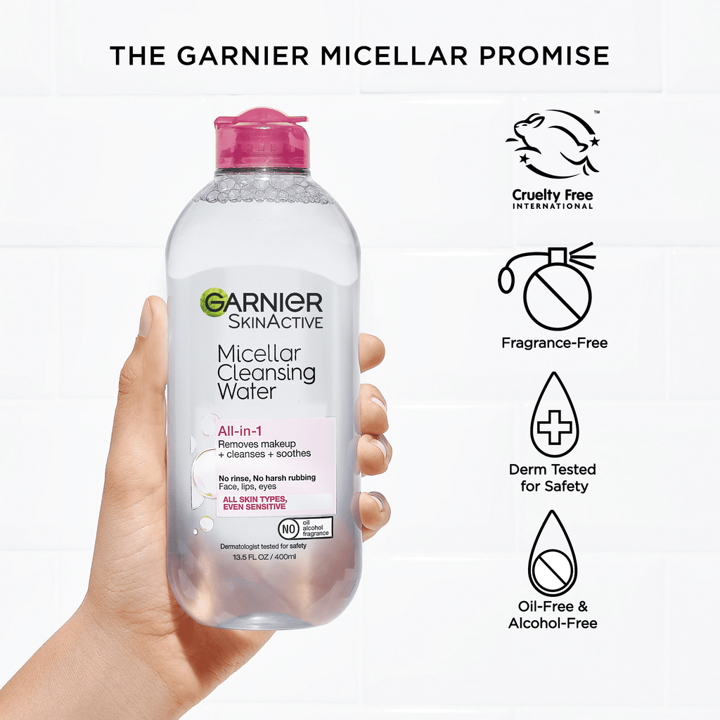 Garnier SkinActive Micellar Cleansing Water All in 1 Makeup Remover, Face Cleanser, 3.4 fl oz
