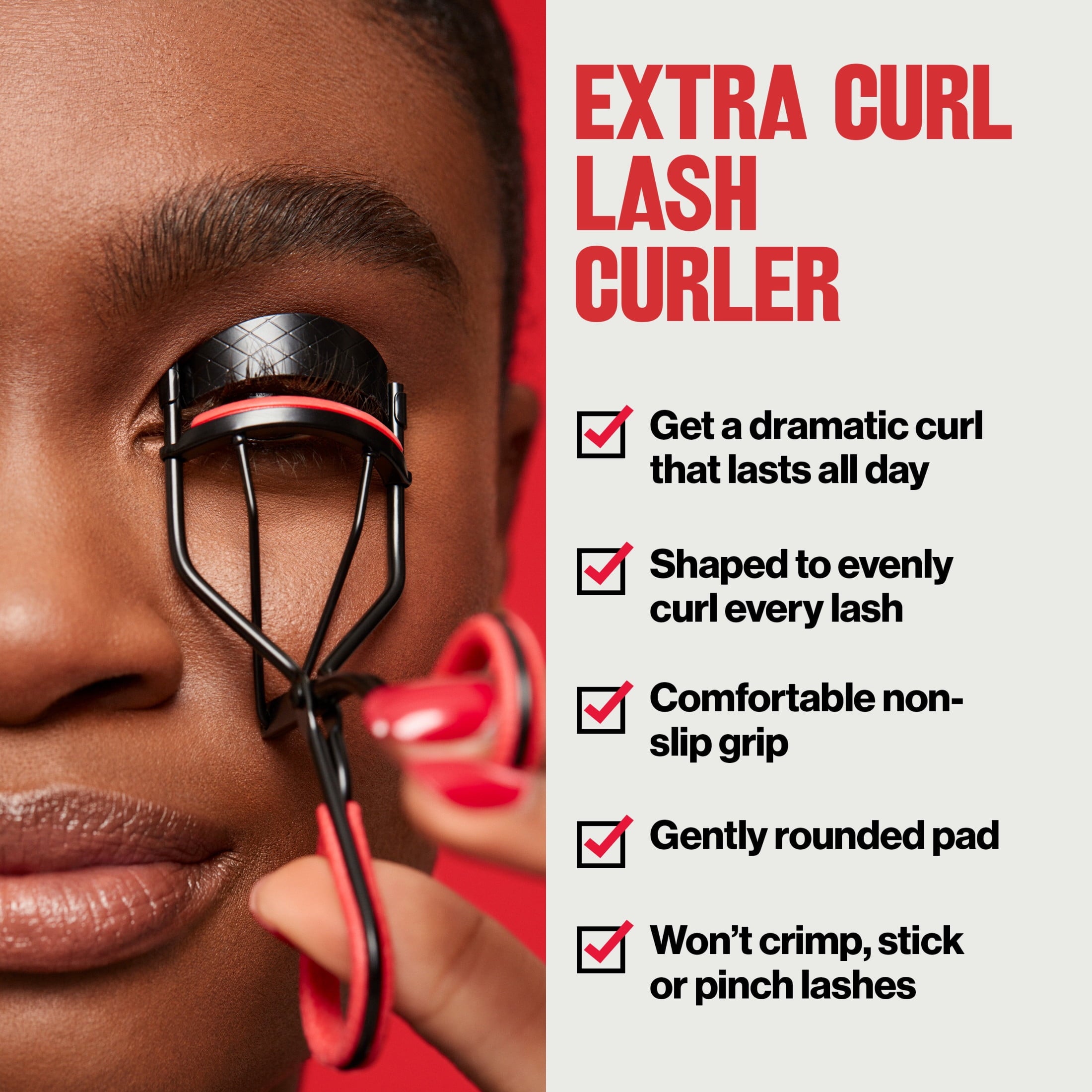 Revlon Extra Curl Lash Curler, All Day Dramatic Curl, No-Slip Finger Grips, 1 count