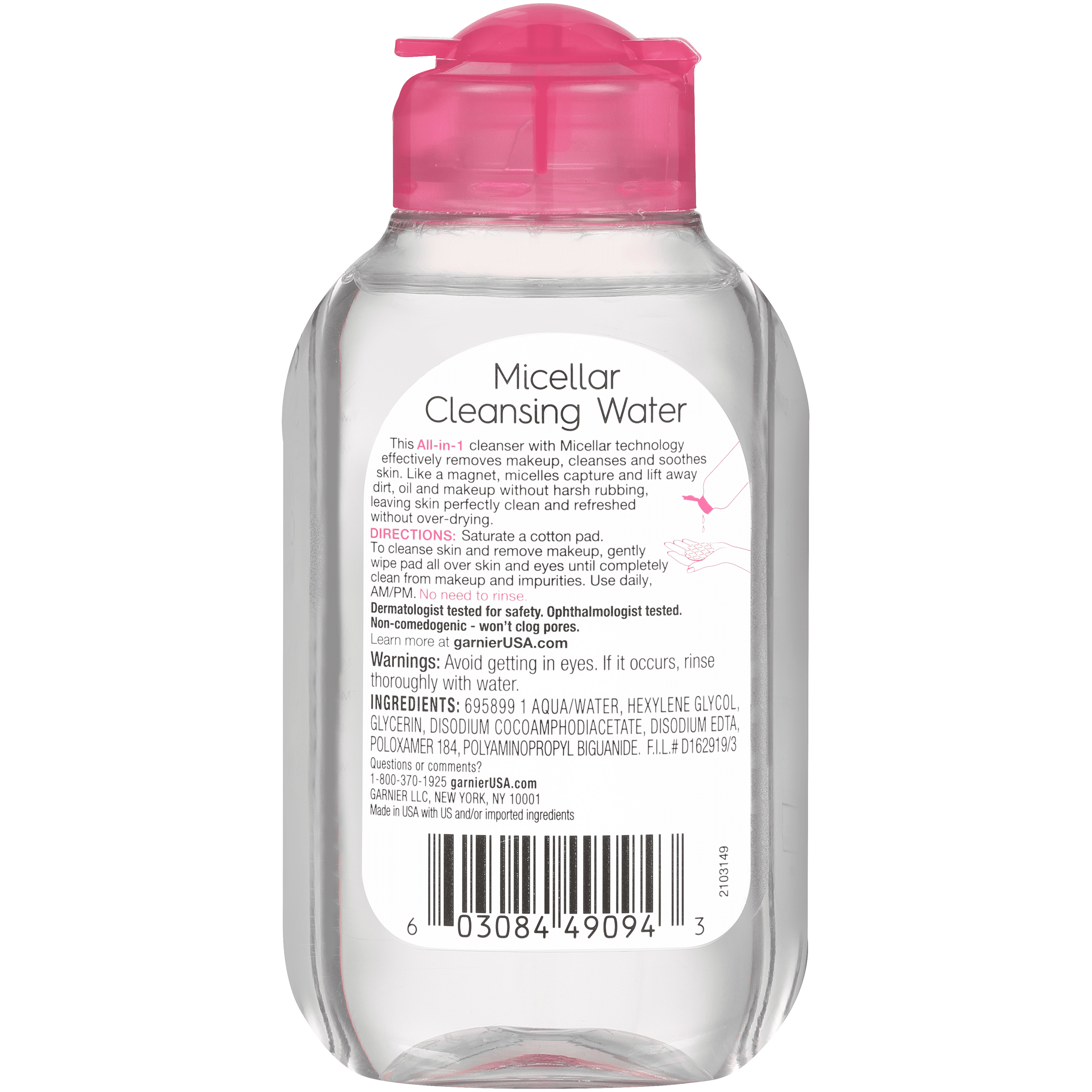 Garnier SkinActive Micellar Cleansing Water All in 1 Makeup Remover, Face Cleanser, 3.4 fl oz