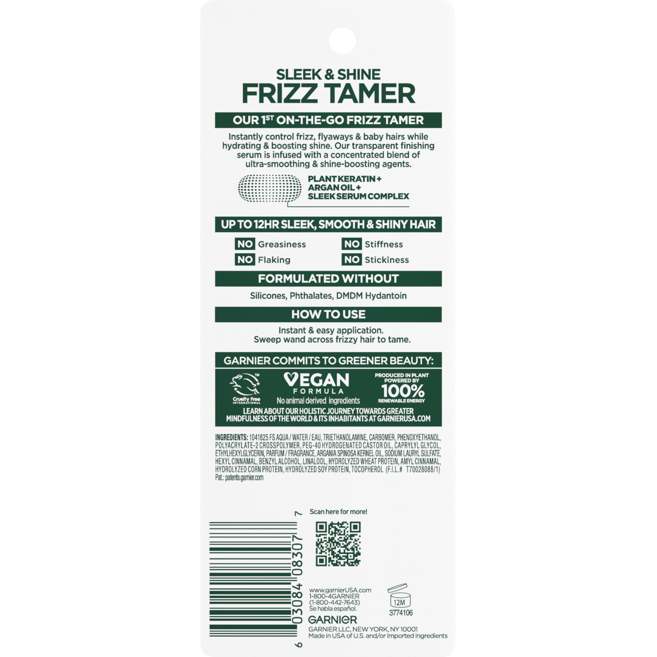 Garnier Fructis Sleek and Shine Frizz Tamer Hair Styling Gel with Plant Keratin, 0.27 fl oz