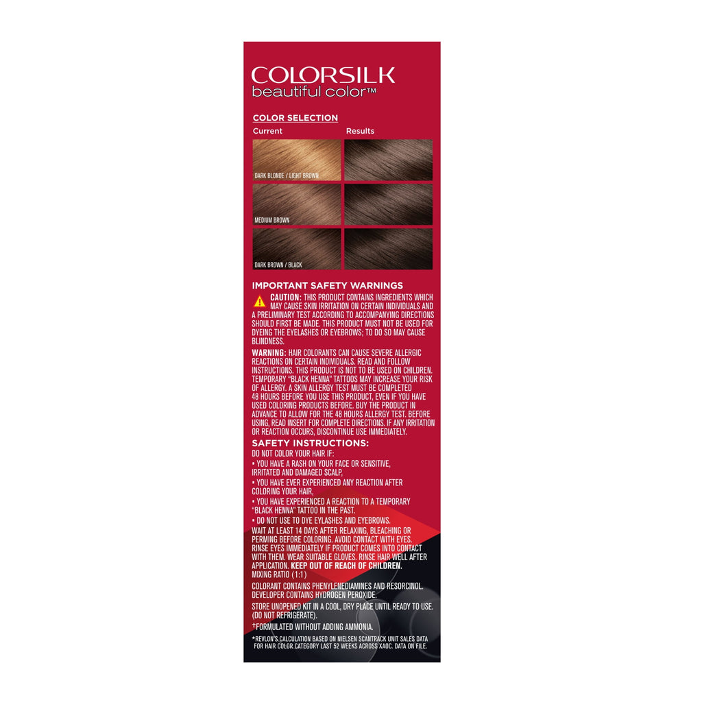 Revlon ColorSilk Beautiful Color Permanent Hair Color 3 Pack, Brown Black, 3 Pack