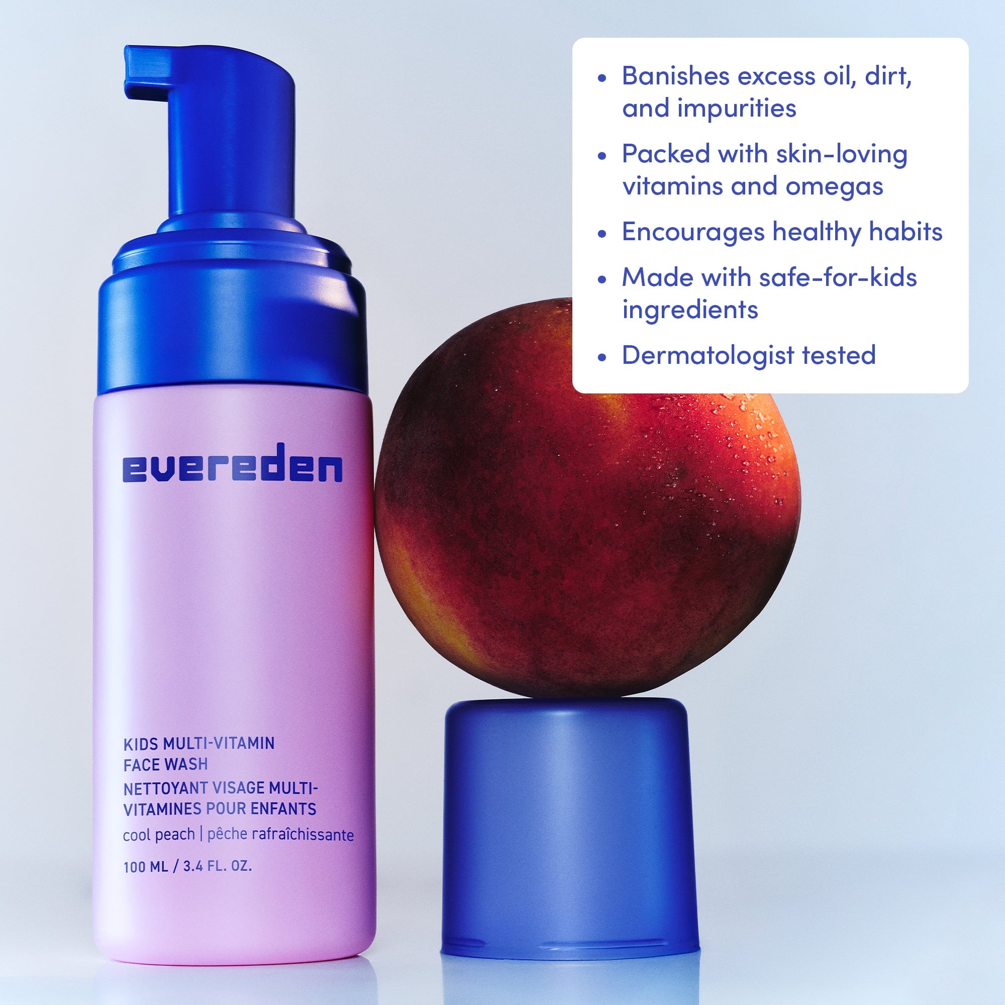 Evereden Kids Face Wash: Cool Peach, 3.4 fl oz. | Gentle Kids Skin Care