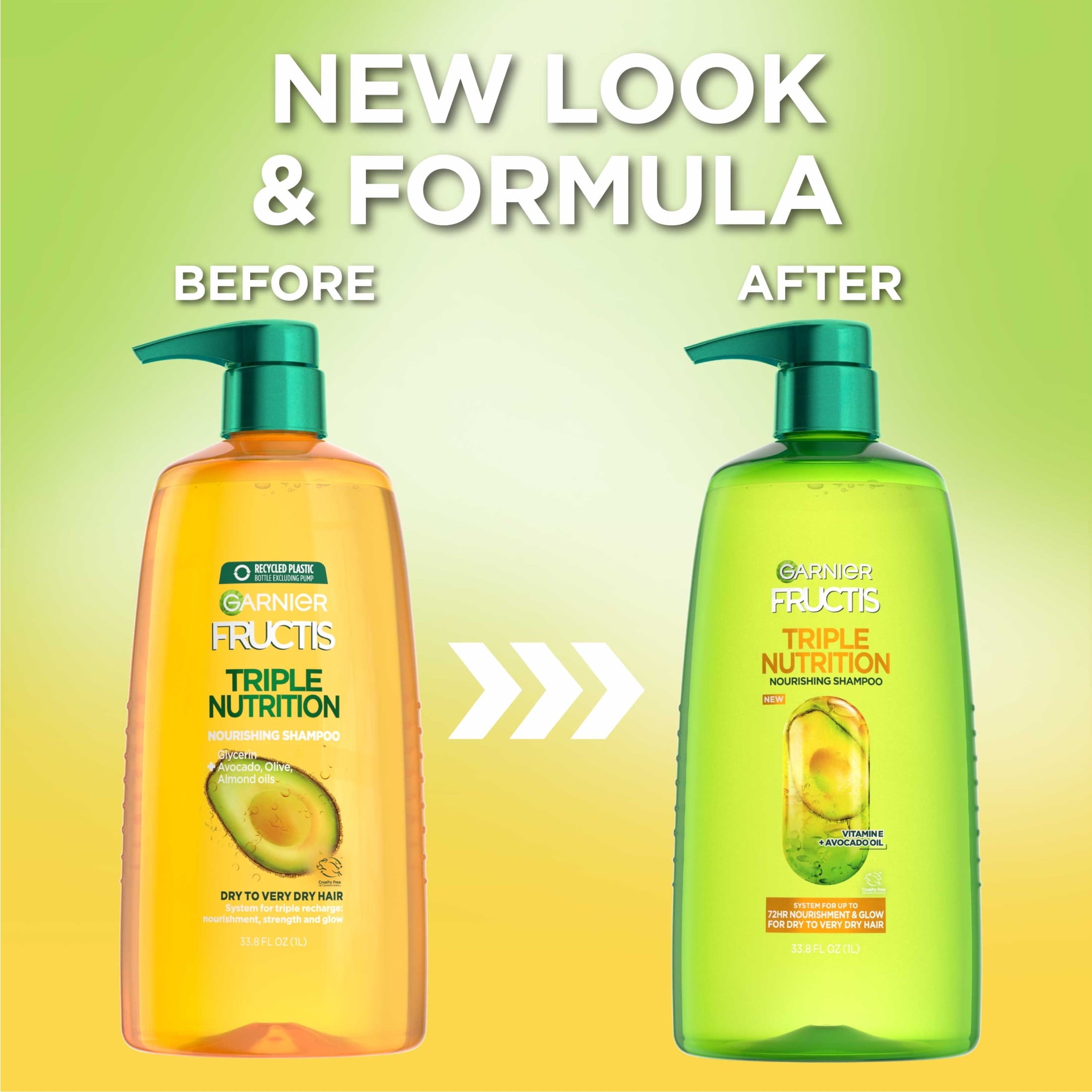 Garnier Fructis Triple Nutrition Nourishing Shampoo with Vitamin E, 33.8 fl oz
