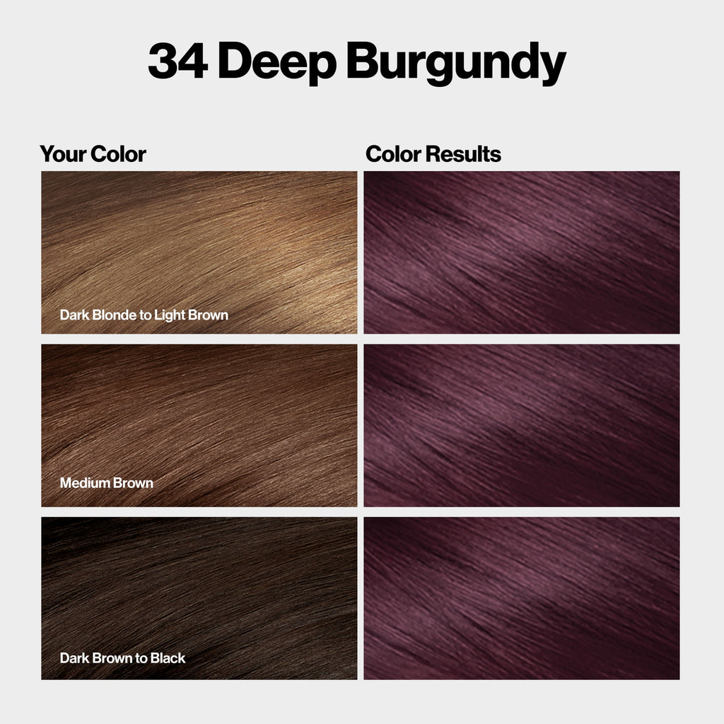 Revlon ColorSilk Permanent Hair Color, Bond Repair Complex, 34 Deep Burgundy, 1 pack