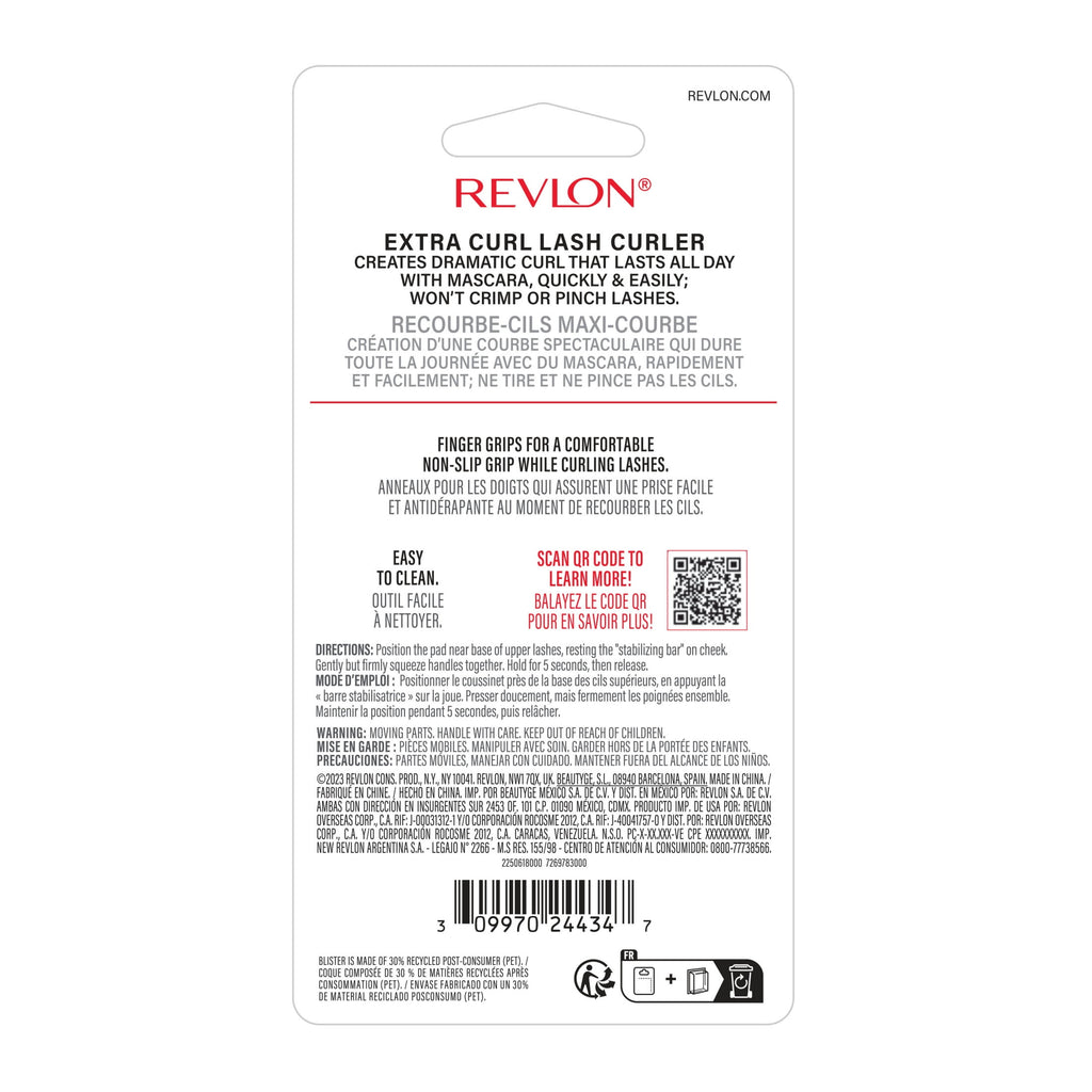 Revlon Extra Curl Lash Curler, All Day Dramatic Curl, No-Slip Finger Grips, 1 count