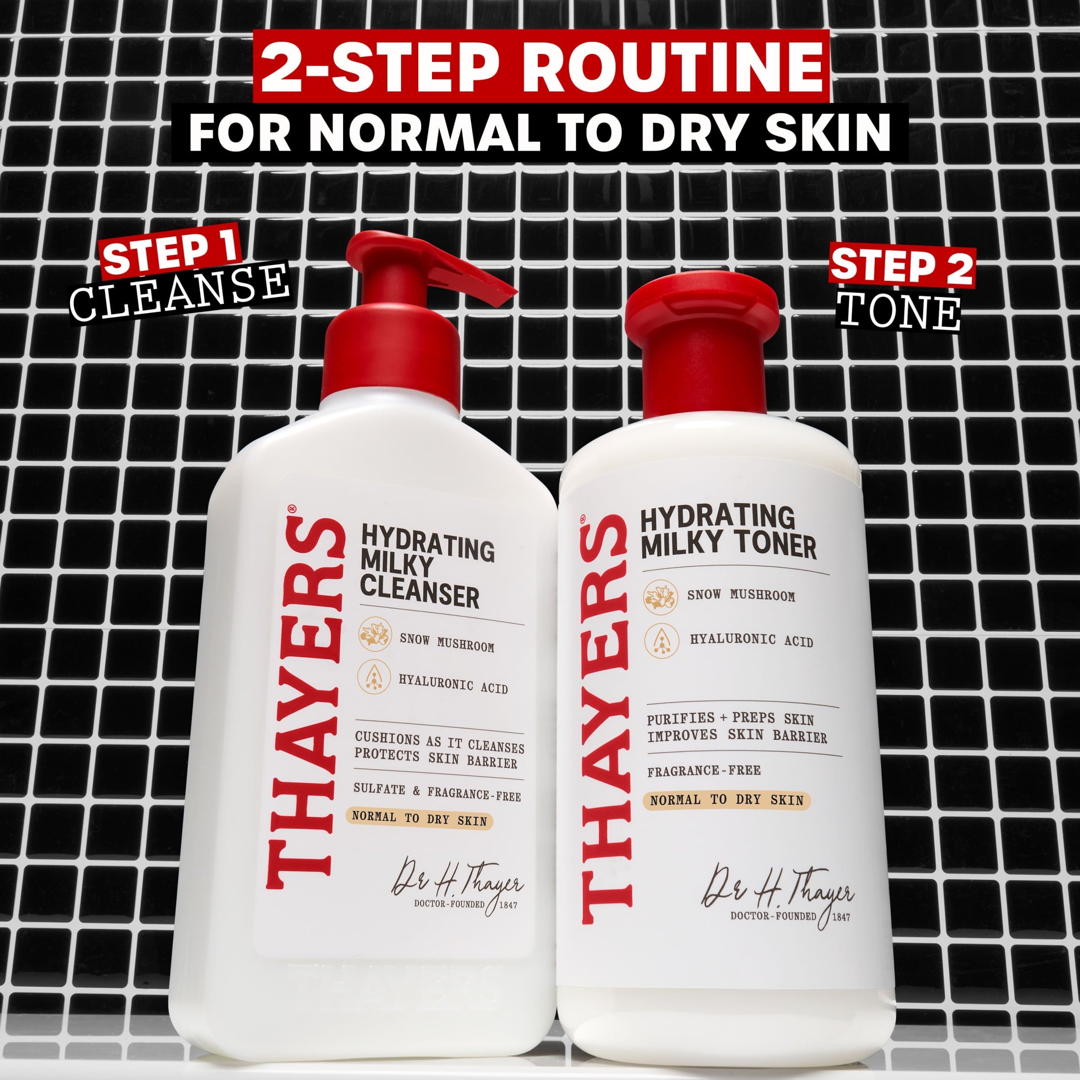 THAYERS Milky Hydrating Face Cleanser with Snow Mushroom and Hyaluronic Acid, Dermatologist Recommended Gentle Facial Wash and Hydrating Skincare for Dry and Sensitive Skin, Paraben Free, 8.0 fl. oz.