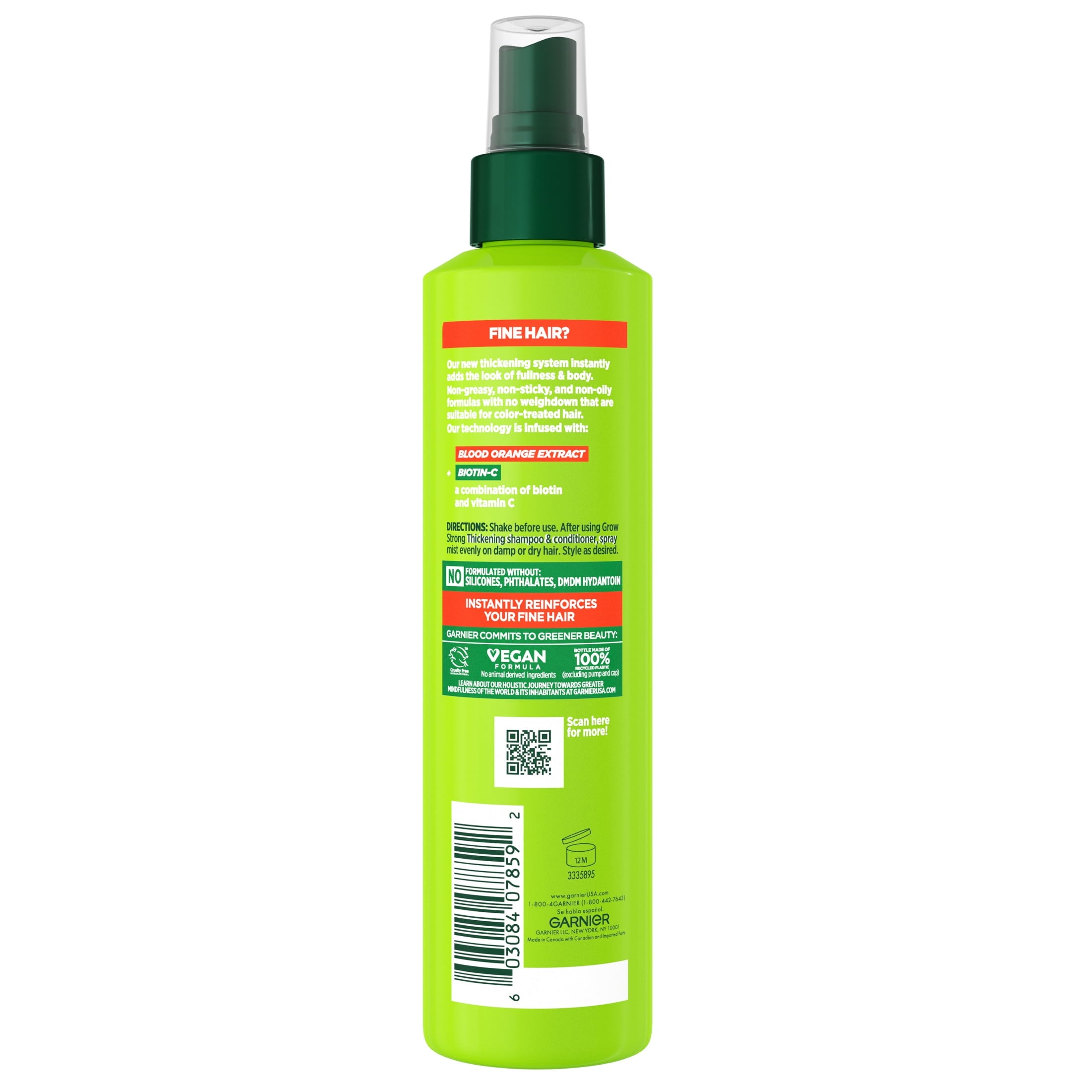 Garnier Fructis Grow Strong 10 in 1 Hairspray with Biotin, 8.1 fl oz